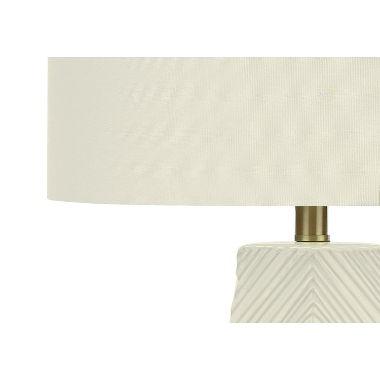 I 9614 - Luminaire, 29"H, Lampe De Table, Céramique Blanche, Abat-jour Ivoire / Crème, Contemporain - Simple Boutique