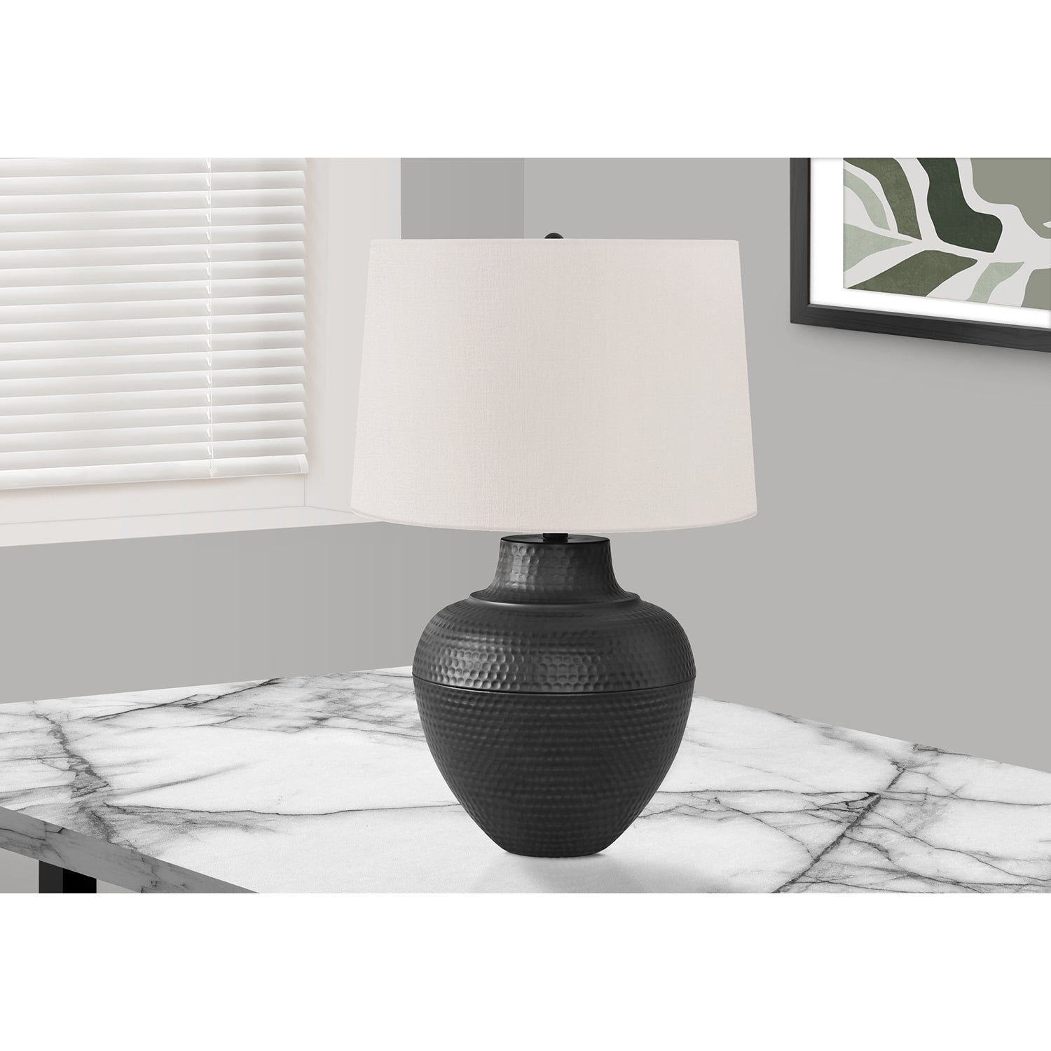 I 9615 - Luminaire, 26"H, Lampe De Table, Métal Noir, Abat-jour Ivoire / Crème, Transitionnel - Simple Boutique