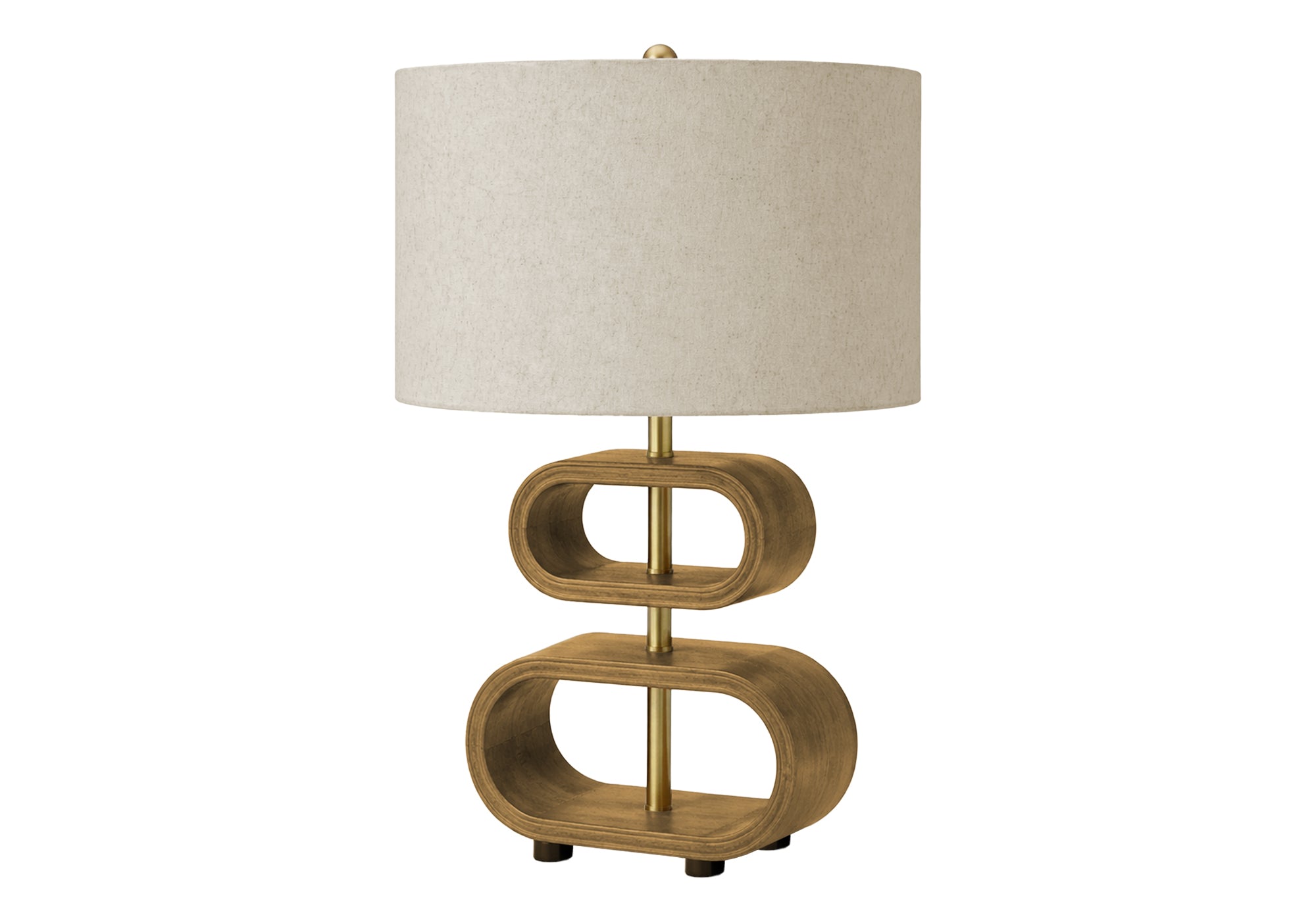 I 9616 - Luminaire, 20''H, Aspect Bois Brun, Abat-jour Beige, Contemporain - Simple Boutique