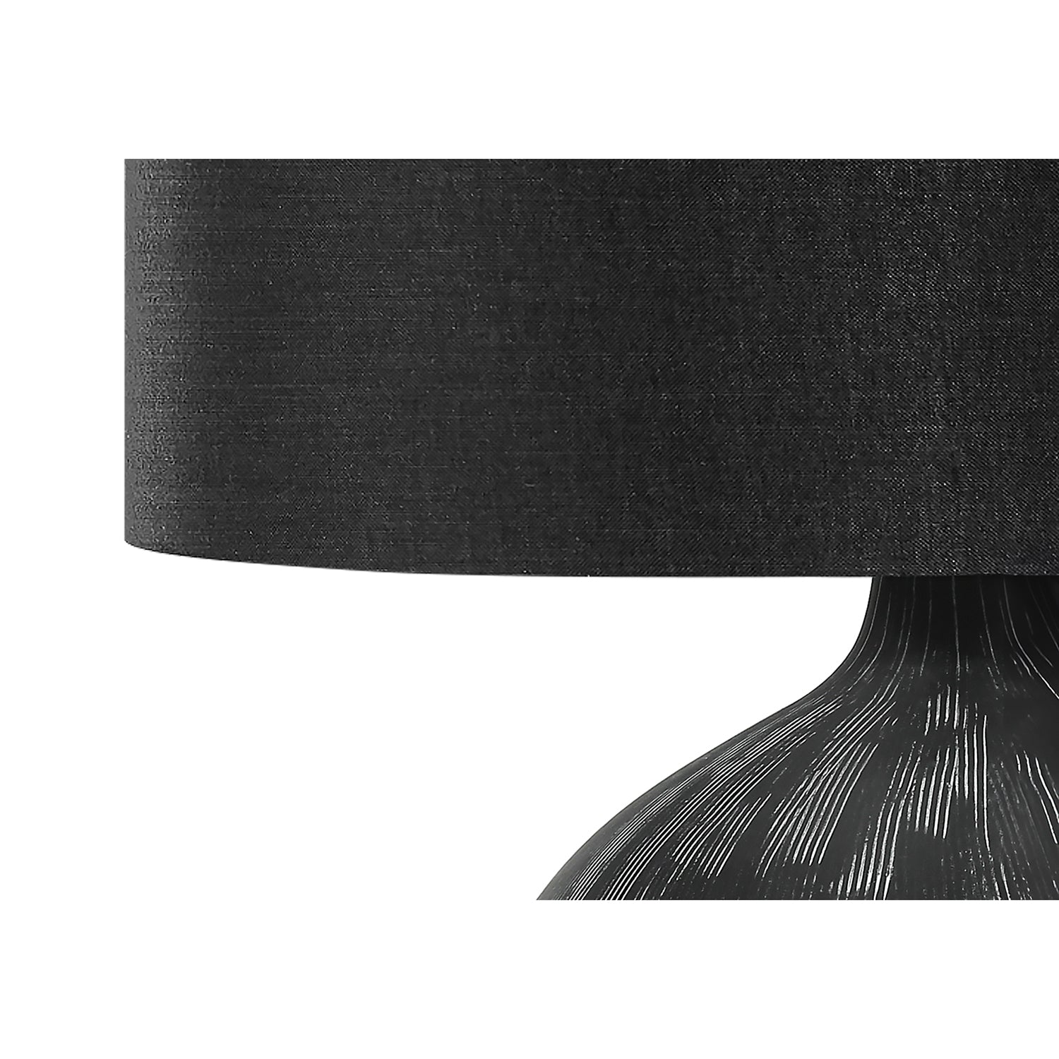 I 9618 - Luminaire, 23"H, Lampe De Table, Céramique Noir, Abat-jour Noire, Contemporain - Simple Boutique