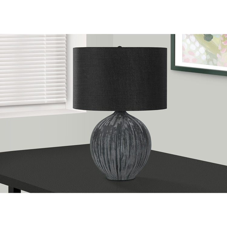 I 9618 - Luminaire, 23"H, Lampe De Table, Céramique Noir, Abat-jour Noire, Contemporain - Simple Boutique
