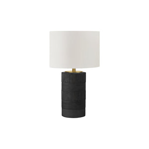 I 9619 - Luminaire, 24"H, Lampe De Table, Résine Noire, Abat-jour Ivoire / Crème, Contemporain - Simple Boutique