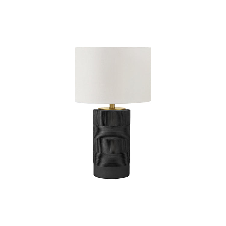 I 9619 - Luminaire, 24"H, Lampe De Table, Résine Noire, Abat-jour Ivoire / Crème, Contemporain - Simple Boutique