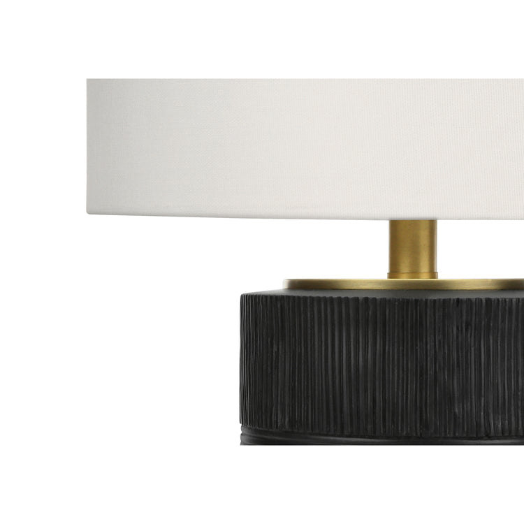 I 9619 - Luminaire, 24"H, Lampe De Table, Résine Noire, Abat-jour Ivoire / Crème, Contemporain - Simple Boutique