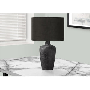 I 9621 - Luminaire, Lampe De Table, 24"H, Céramique Noir, Abat-jour Noire, Contemporain - Simple Boutique
