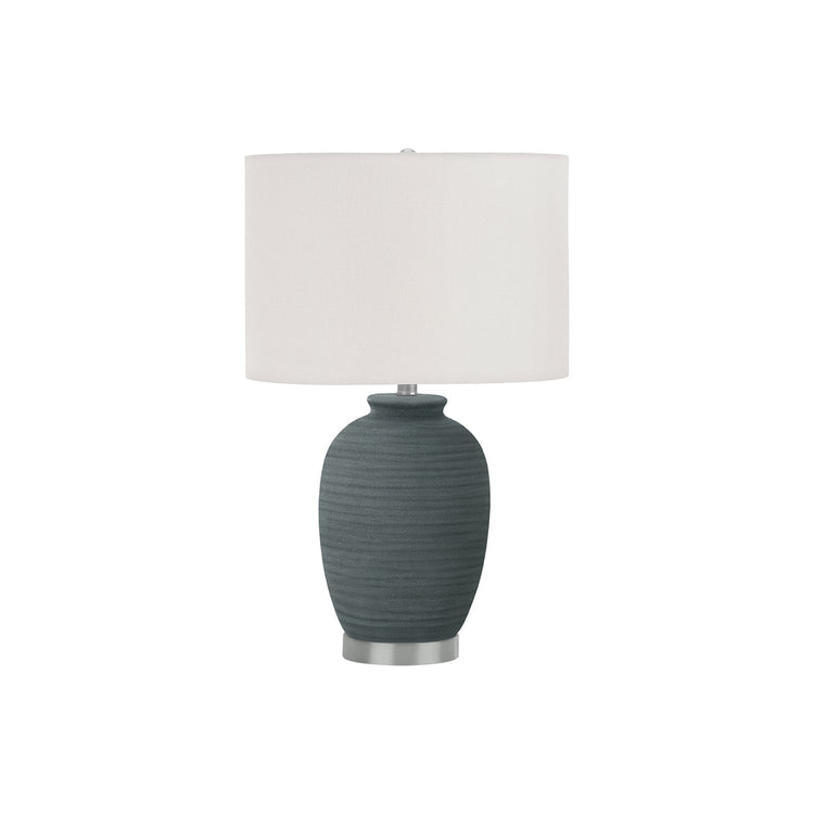 I 9622 - Luminaire, 24"H, Lampe De Table, Céramique Bleu, Abat-jour Ivoire / Crème, Contemporain - Simple Boutique