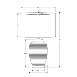 I 9622 - Luminaire, 24"H, Lampe De Table, Céramique Bleu, Abat-jour Ivoire / Crème, Contemporain - Simple Boutique