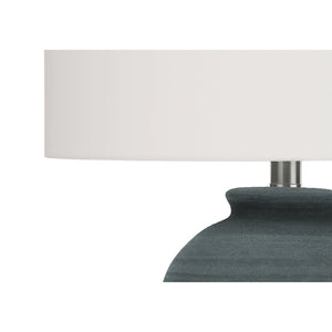 I 9622 - Luminaire, 24"H, Lampe De Table, Céramique Bleu, Abat-jour Ivoire / Crème, Contemporain - Simple Boutique