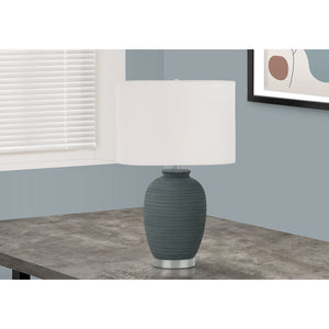 I 9622 - Luminaire, 24"H, Lampe De Table, Céramique Bleu, Abat-jour Ivoire / Crème, Contemporain - Simple Boutique