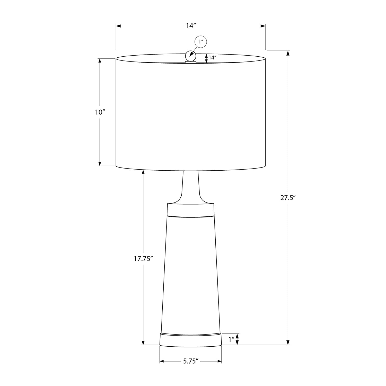 I 9623 - Luminaire, 28"H, Lampe De Table, Métal Noir, Abat-jour Beige, Contemporain - Simple Boutique