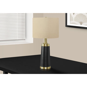 I 9623 - Luminaire, 28"H, Lampe De Table, Métal Noir, Abat-jour Beige, Contemporain - Simple Boutique