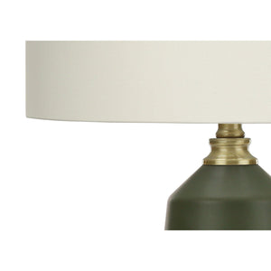 I 9624 - Luminaire, 26"H, Lampe De Table, Céramique Verte, Abat-jour Ivoire / Crème, Contemporain - Simple Boutique