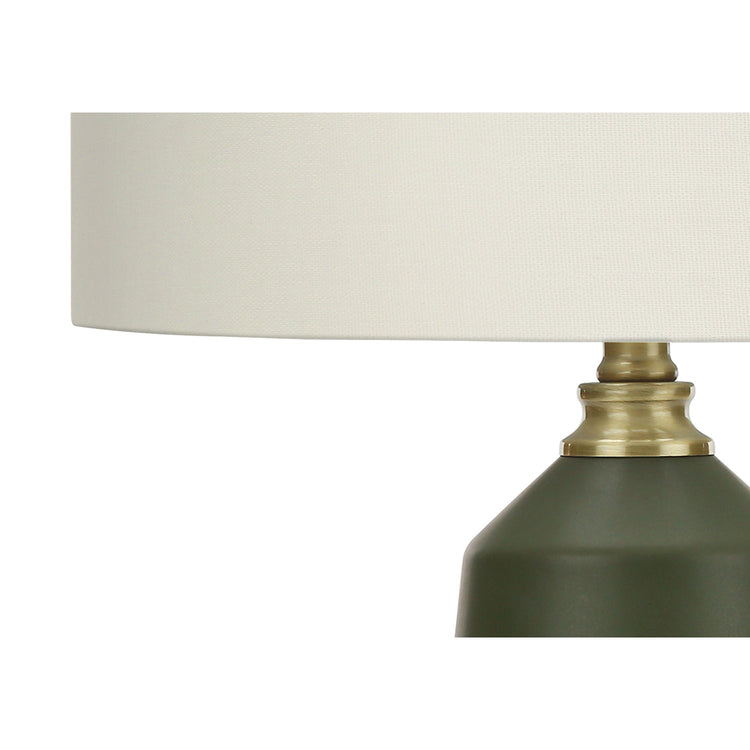 I 9624 - Luminaire, 26"H, Lampe De Table, Céramique Verte, Abat-jour Ivoire / Crème, Contemporain - Simple Boutique