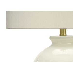I 9625 - Luminaire, 26"H, Lampe De Table, Abat-jour Ivoire / Crème, Céramique Crème, Transitionnel - Simple Boutique