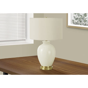 I 9625 - Luminaire, 26"H, Lampe De Table, Abat-jour Ivoire / Crème, Céramique Crème, Transitionnel - Simple Boutique