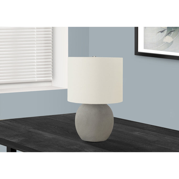 I 9626 - Luminaire, 20"H, Lampe De Table, Béton Gris, Abat-jour Ivoire / Crème, Contemporain - Simple Boutique