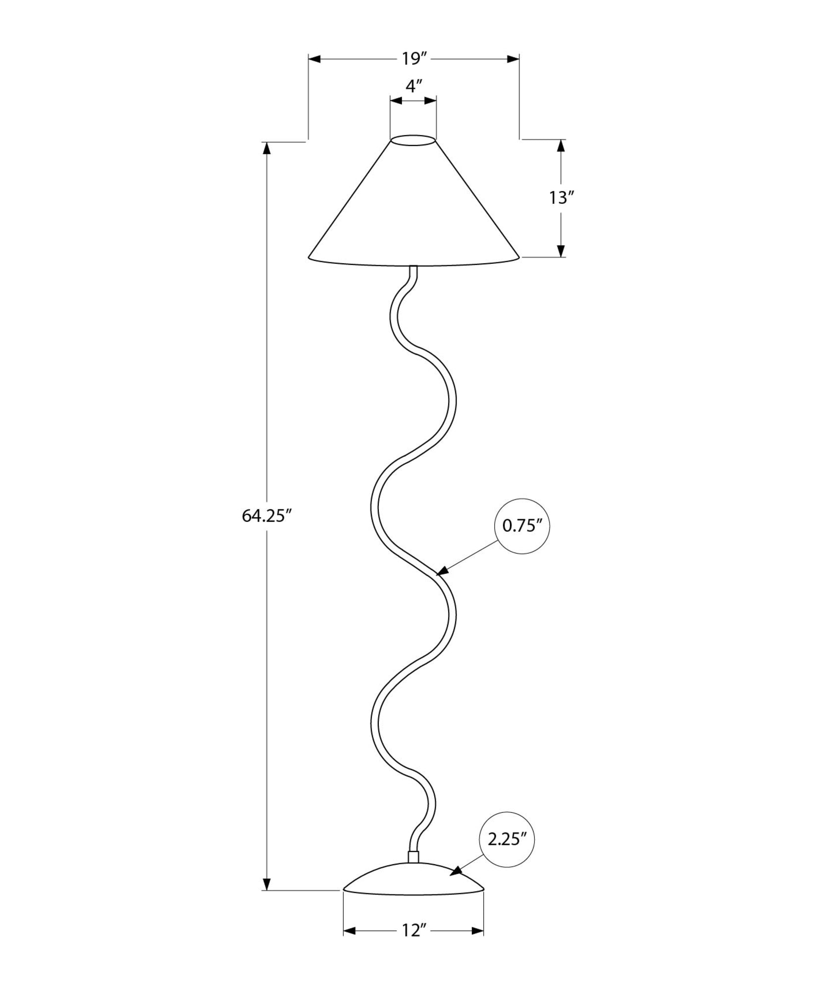 I 9627 - Luminaire, 64''H, Lampadaire, Métal Noir, Abat-jour Ivoire / Crème, Contemporain - Simple Boutique
