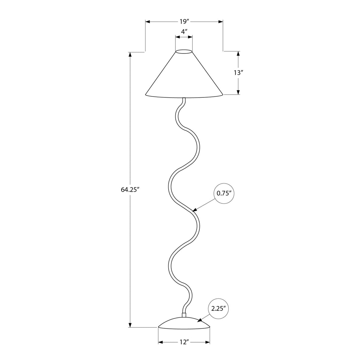 Monarch Specialties I 9627 - Luminaire, 64''H, Lampadaire, Métal Noir, Abat-jour Ivoire / Crème, Contemporain - Simple Boutique