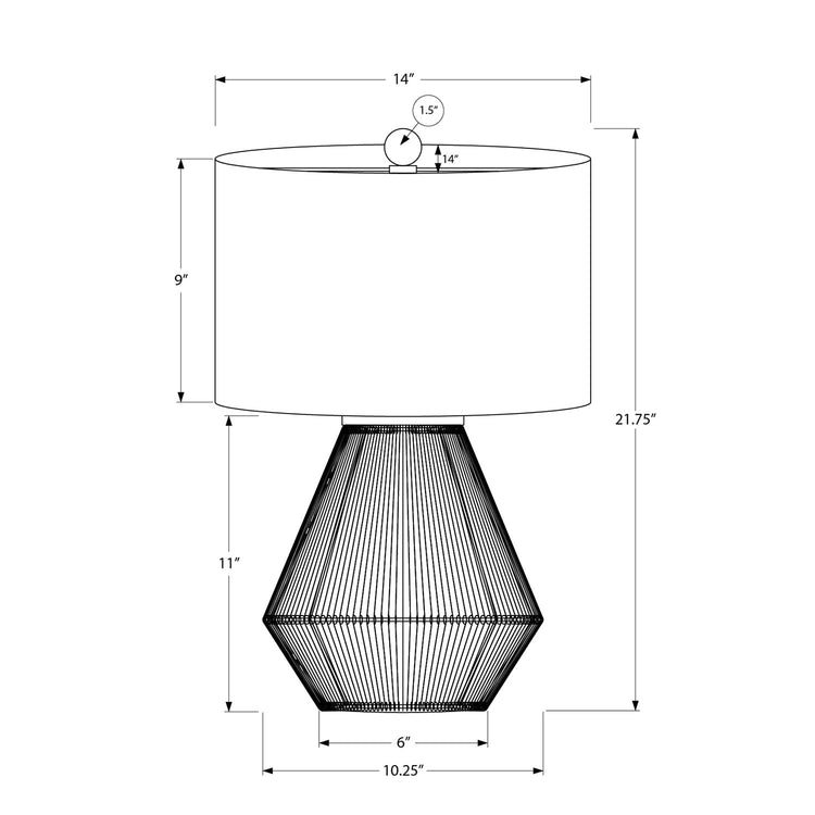 I 9628 - Luminaire, 22"H, Lampe De Table, Corde Marron, Abat-jour Beige, Transitionnel - Simple Boutique