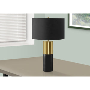 I 9629 - Luminaire, 25"H, Lampe De Table, Béton Noir, Abat-Jour Noir, Contemporain - Simple Boutique
