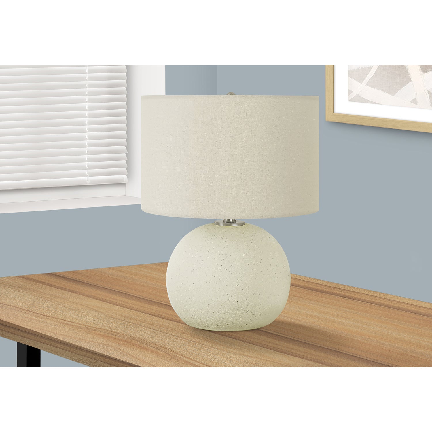 I 9630 - Luminaire, 18"H, Lampe De Table, Abat-Jour Ivoire / Crème, Céramique Crème, Contemporain - Simple Boutique