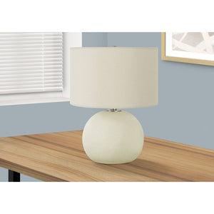 I 9630 - Luminaire, 18"H, Lampe De Table, Abat-Jour Ivoire / Crème, Céramique Crème, Contemporain - Simple Boutique