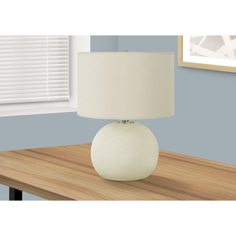 I 9630 - Luminaire, 18"H, Lampe De Table, Abat-Jour Ivoire / Crème, Céramique Crème, Contemporain - Simple Boutique