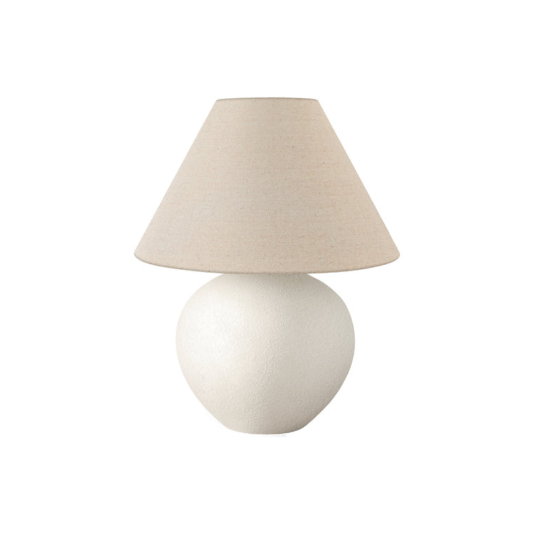 I 9631 - Luminaire, 16"H, Lampe De Table, Abat-Jour Crème, Céramique Crème, Contemporain - Simple Boutique