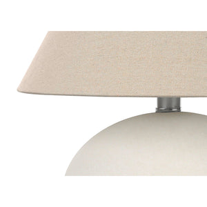 I 9631 - Luminaire, 16"H, Lampe De Table, Abat-Jour Crème, Céramique Crème, Contemporain - Simple Boutique