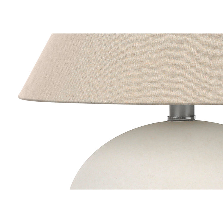 I 9631 - Luminaire, 16"H, Lampe De Table, Abat-Jour Crème, Céramique Crème, Contemporain - Simple Boutique