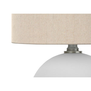 I 9632 - Luminaire, 16"H, Lampe De Table, Abat-Jour Crème, Céramique Crème, Contemporain - Simple Boutique