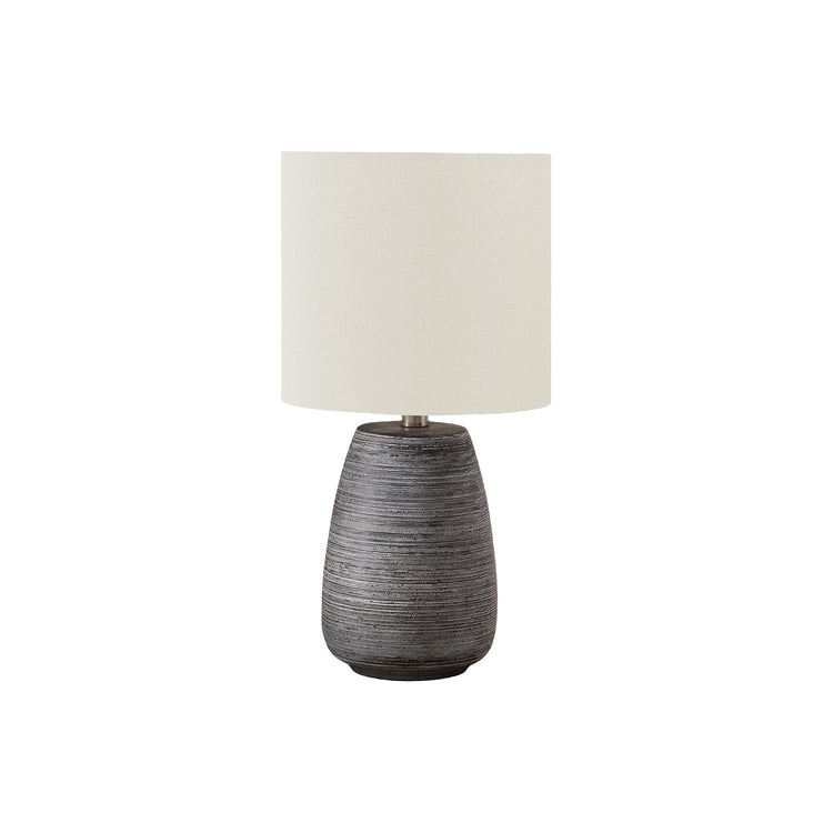 I 9633 - Luminaire, 19"H, Lampe De Table, Céramique Grise, Abat-jour Ivoire / Crème, Contemporain - Simple Boutique