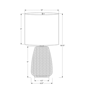 I 9633 - Luminaire, 19"H, Lampe De Table, Céramique Grise, Abat-jour Ivoire / Crème, Contemporain - Simple Boutique