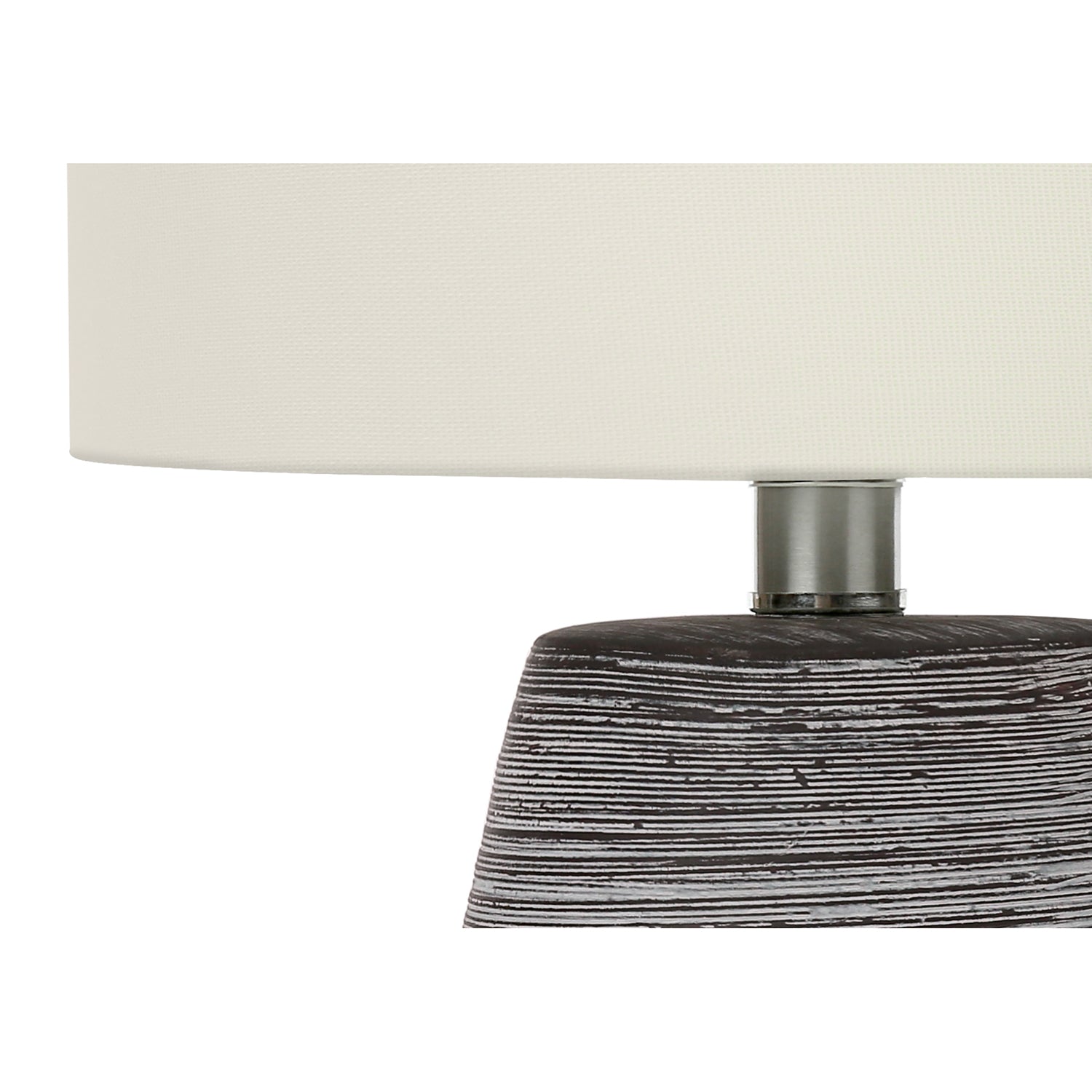 I 9633 - Luminaire, 19"H, Lampe De Table, Céramique Grise, Abat-jour Ivoire / Crème, Contemporain - Simple Boutique