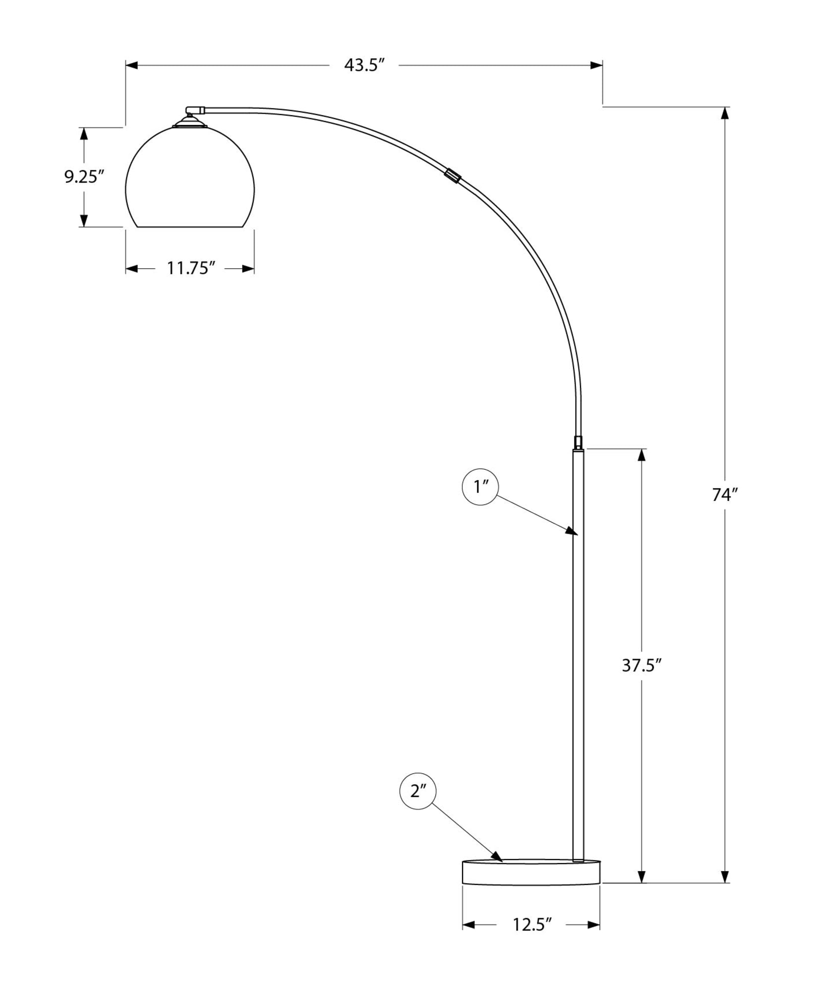 I 9634 - Luminaire, 74''H, Lampadaire, Métal Noir, Contemporain - Simple Boutique
