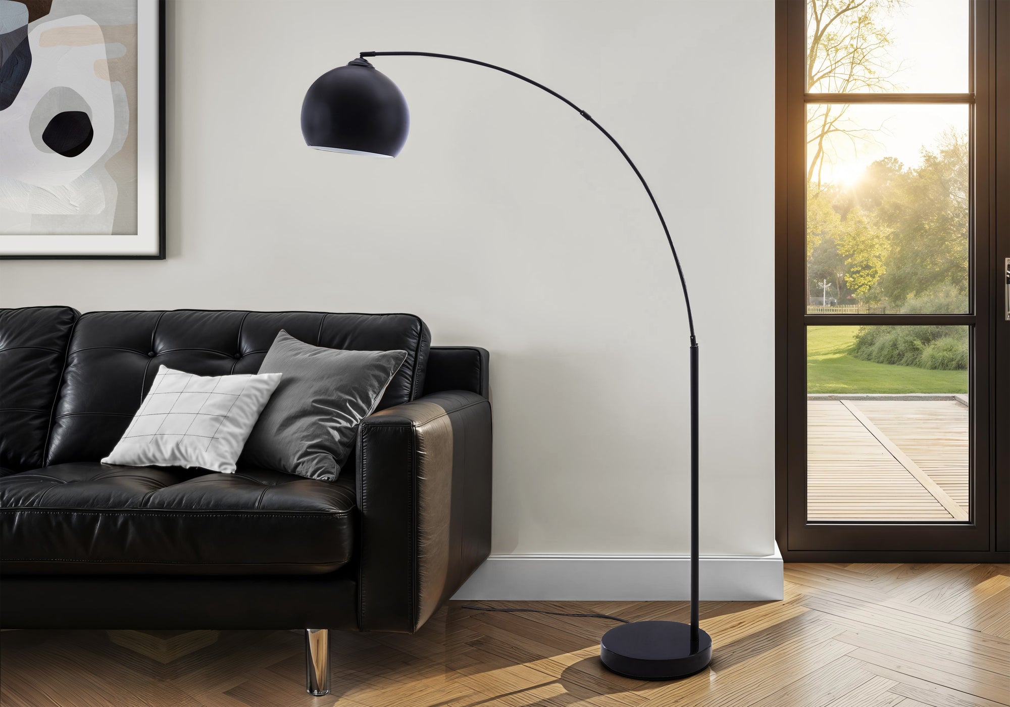 I 9634 - Luminaire, 74''H, Lampadaire, Métal Noir, Contemporain - Simple Boutique