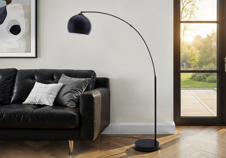 I 9634 - Luminaire, 74''H, Lampadaire, Métal Noir, Contemporain - Simple Boutique