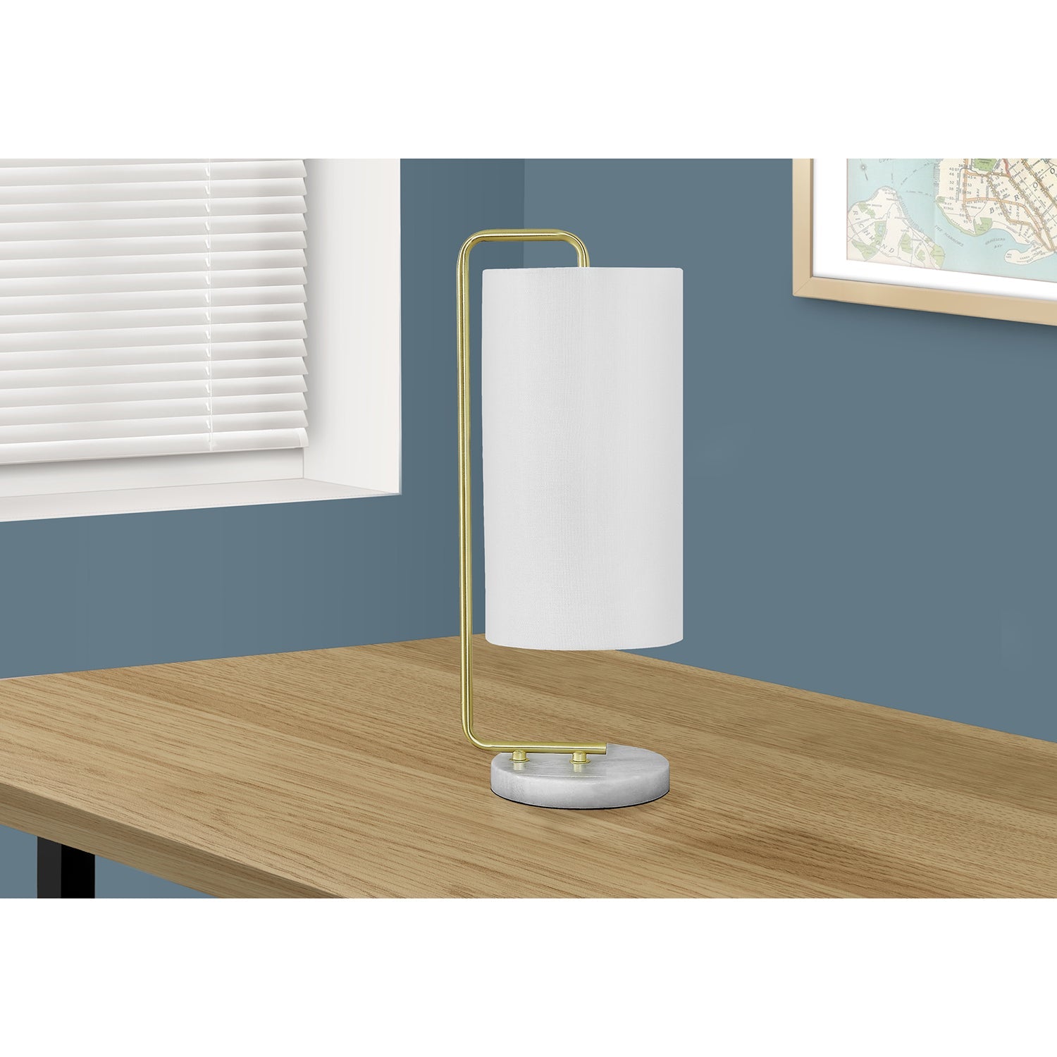 I 9636 - Luminaire, 20"H, Lampe De Table, Céramique Blanche, Abat-jour Ivoire / Crème, Contemporain - Simple Boutique