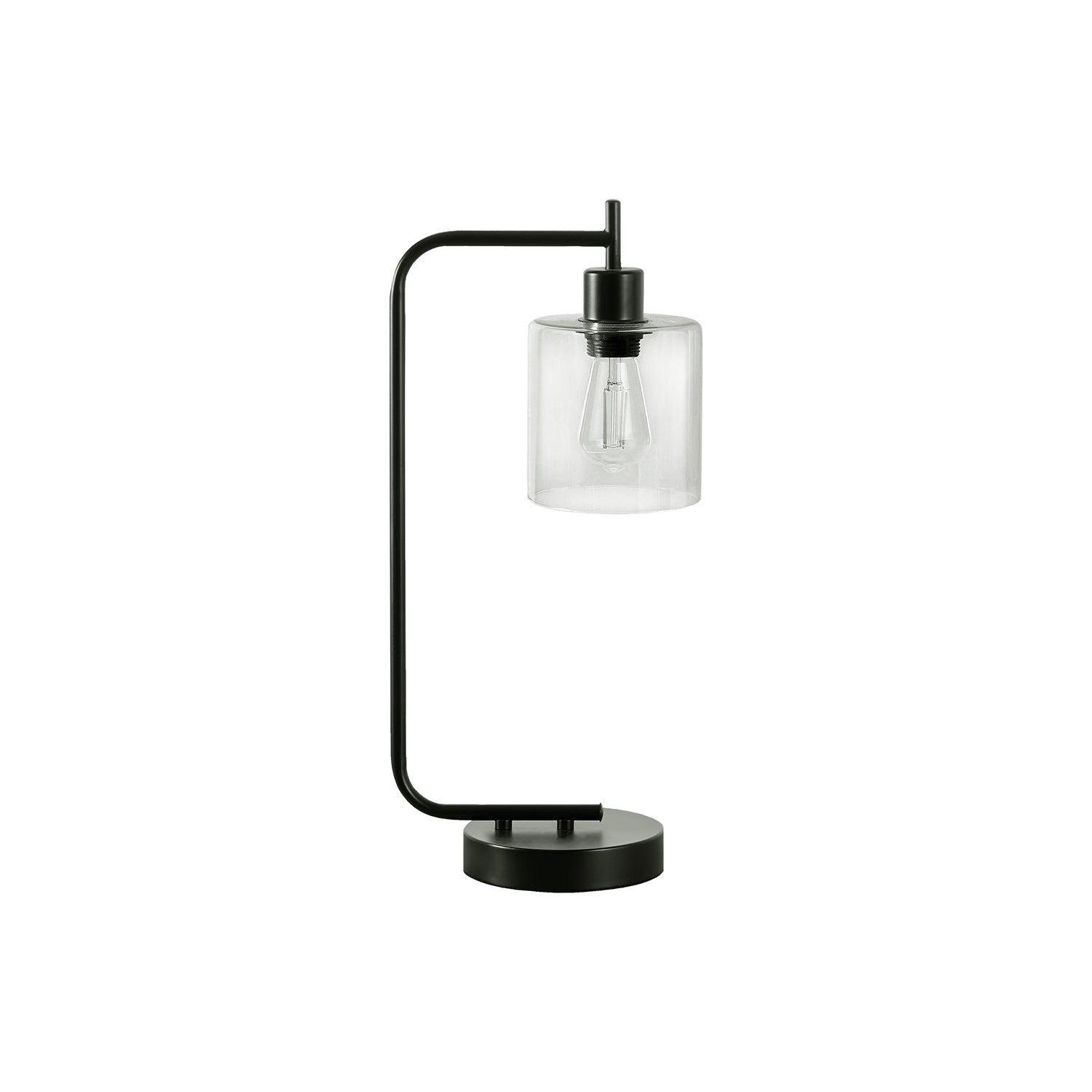 I 9637 - Luminaire, 20"H, Lampe De Table, Port Usb Inclus, Métal Noir, Abat-jour De Verre, Moderne - Simple Boutique