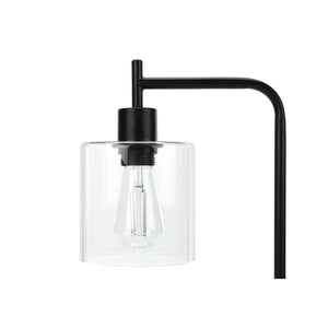 I 9637 - Luminaire, 20"H, Lampe De Table, Port Usb Inclus, Métal Noir, Abat-jour De Verre, Moderne - Simple Boutique