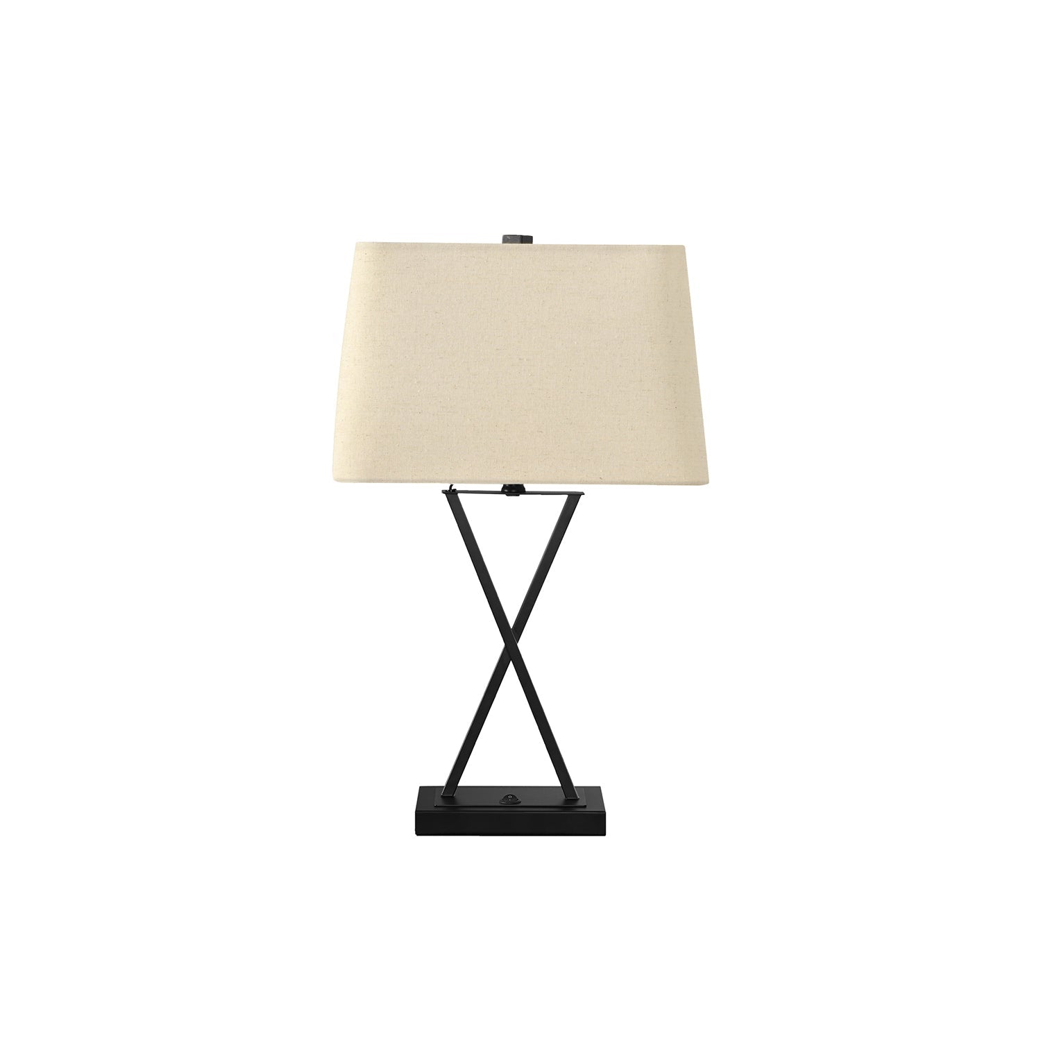 I 9638 - Luminaire, 25"H, Lampe De Table, Port Usb Inclus, Métal Noir, Abat-jour Beige., Transitionnel - Simple Boutique