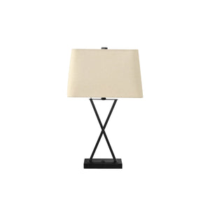 I 9638 - Luminaire, 25"H, Lampe De Table, Port Usb Inclus, Métal Noir, Abat-jour Beige., Transitionnel - Simple Boutique