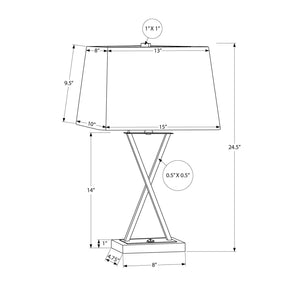 I 9638 - Luminaire, 25"H, Lampe De Table, Port Usb Inclus, Métal Noir, Abat-jour Beige., Transitionnel - Simple Boutique