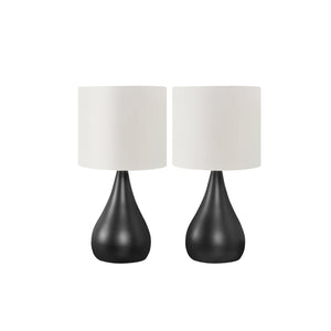 I 9639 - Luminaire, Ensemble De 2, 18"H, Lampe De Table, Métal Noir, Abat-jour Ivoire / Crème, Contemporain - Simple Boutique