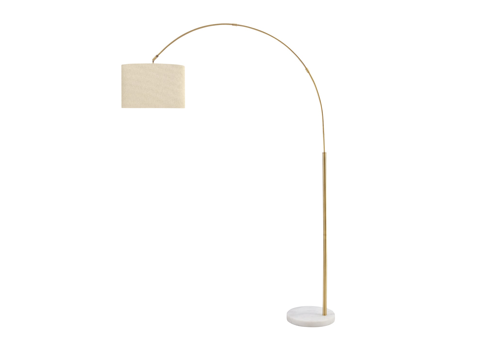 I 9640 - Luminaire, 79''H, Lampadaire, Métal En Laiton, Abat-jour Beige, Contemporain - Simple Boutique
