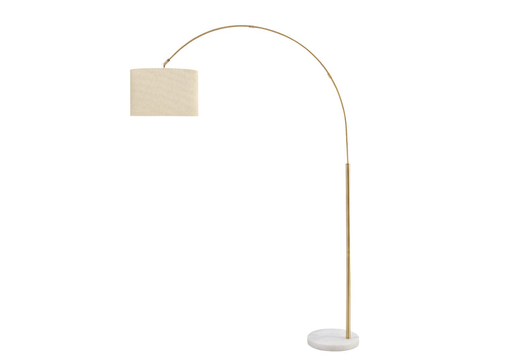 I 9640 - Luminaire, 79''H, Lampadaire, Métal En Laiton, Abat-jour Beige, Contemporain - Simple Boutique