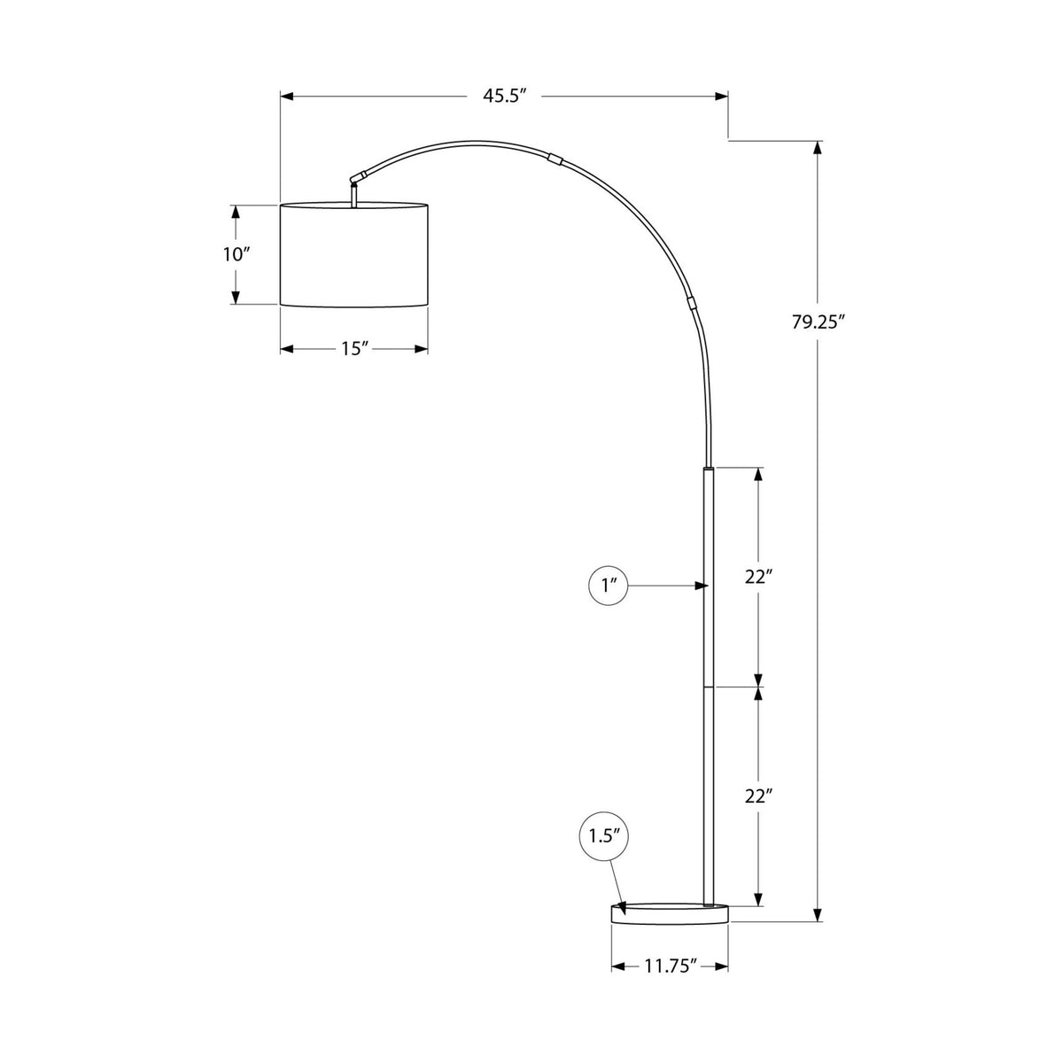 Monarch Specialties I 9640 - Luminaire, 79''H, Lampadaire, Métal En Laiton, Abat-jour Beige, Contemporain - Simple Boutique
