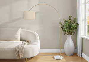 I 9640 - Luminaire, 79''H, Lampadaire, Métal En Laiton, Abat-jour Beige, Contemporain - Simple Boutique