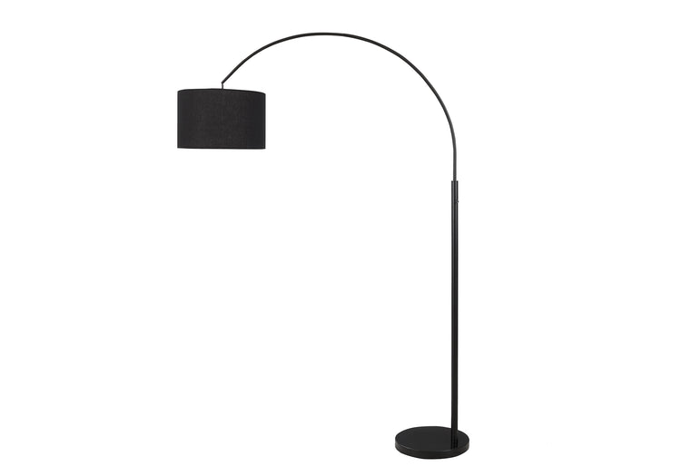 I 9641 - Luminaire, 81''H, Lampadaire, Métal Noir, Abat-jour Noir, Contemporain - Simple Boutique