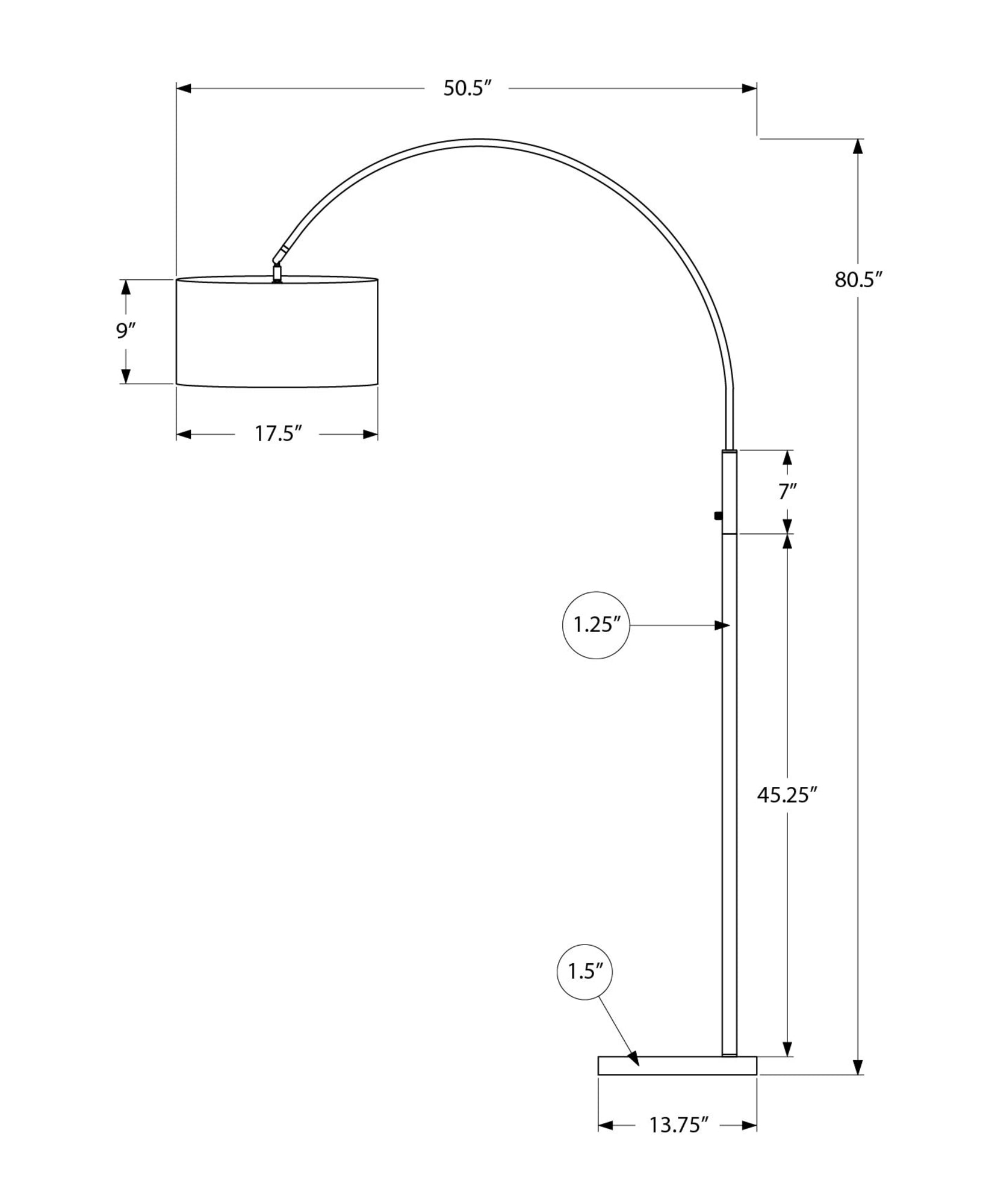 I 9641 - Luminaire, 81''H, Lampadaire, Métal Noir, Abat-jour Noir, Contemporain - Simple Boutique